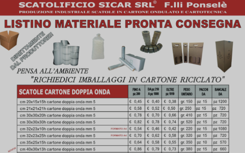 Scatole in pronta consegna